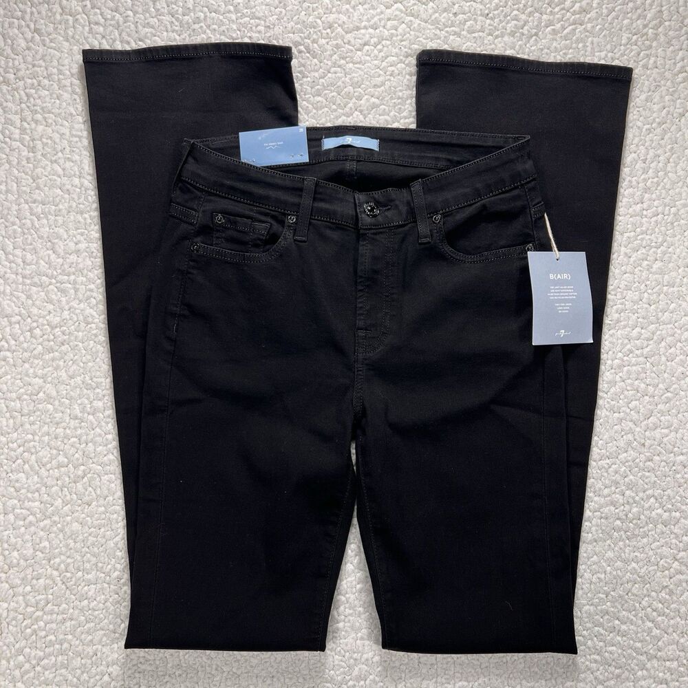 7‎ For All Mankind Bootcut Jeans Women’s 28 (27x34) Black Western Boho NWT